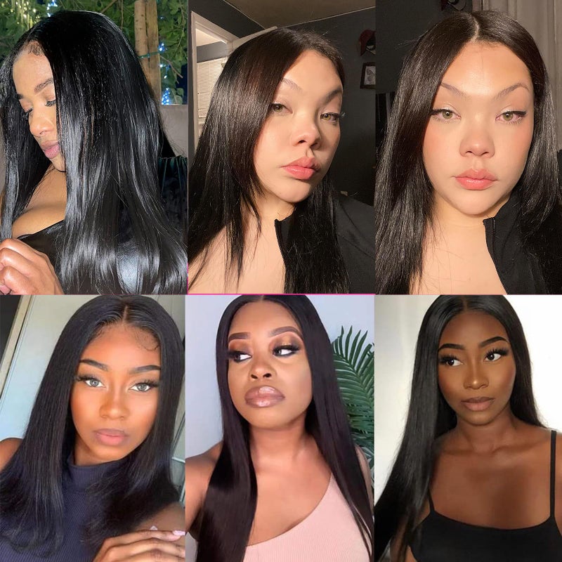 SCENTW Straight V Part Wig Synthetic Black Upgrade U Part Wigs for Black Women Glueless Full Head Clip In Hair Extensions Wig V Shape No Leave Out Wigs for Women Natural soft 150% Density(1B) - Image 3
